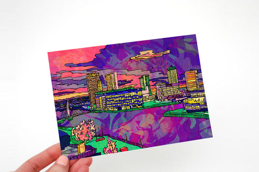 Salford Quays Media City Psychedelic Postcard image 1