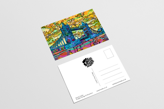 London Tower Bridge Psychedelic Postcard image 1