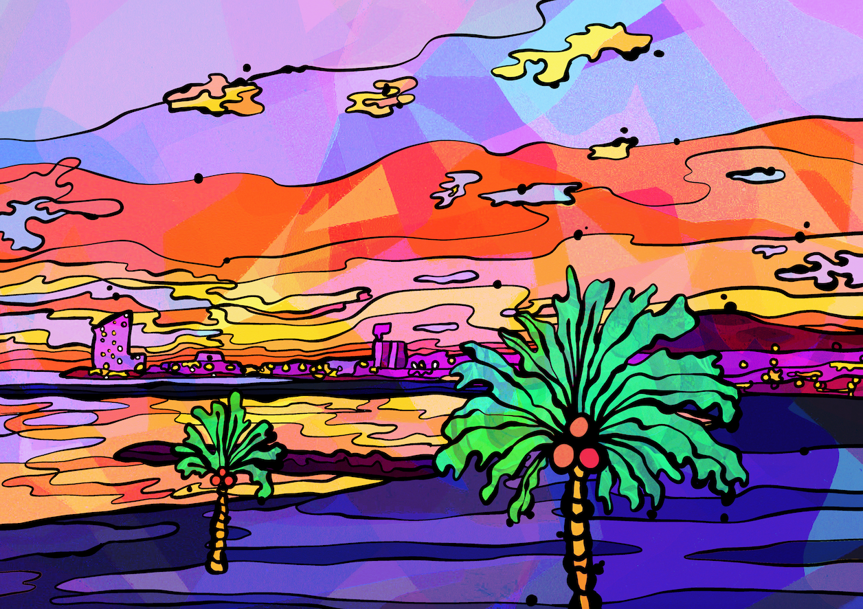 Barcelona Beach Psychedelic Postcard image 4