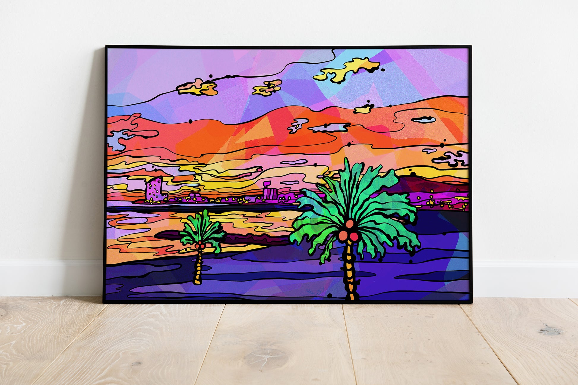 Barcelona Beach Psychedelic Art Print image 0
