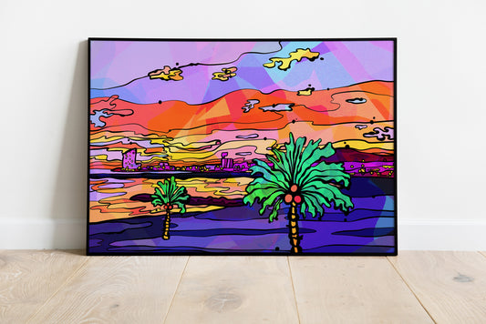 Barcelona Beach Psychedelic Art Print image 0