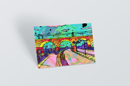 Stockport Viaduct Psychedelic Postcard image 0