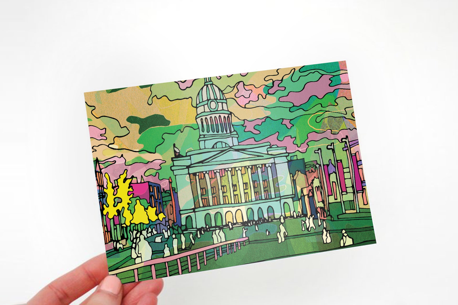 Nottingham Council House Psychedelic Postcard image 2
