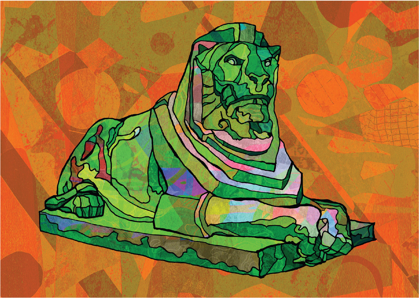 Nottingham Left Lion Statue Psychedelic Art Print image 2