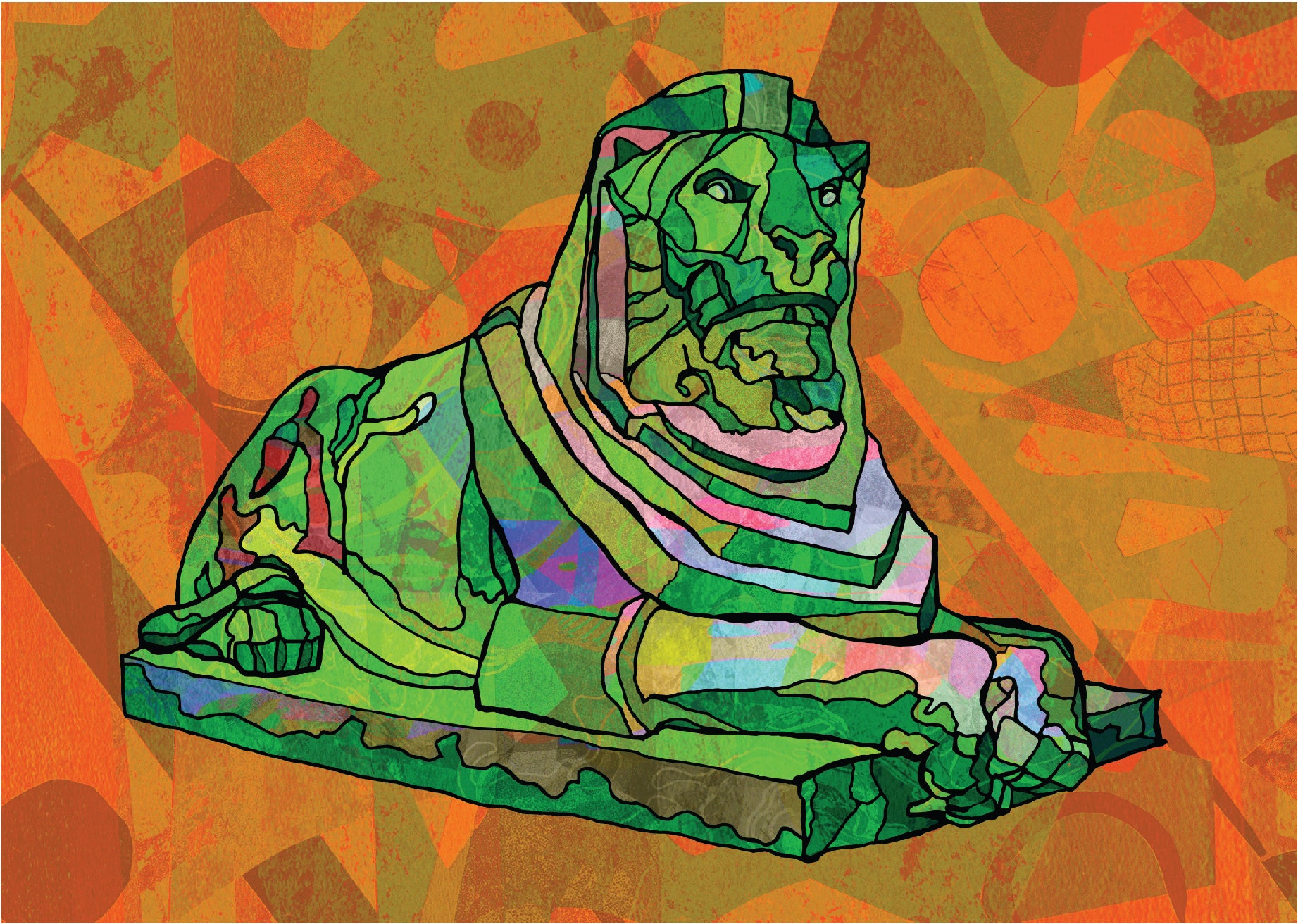 Nottingham Left Lion Statue Psychedelic Art Print image 2