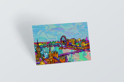 London Psychedelic Postcard of River Thames City Skyline image 0