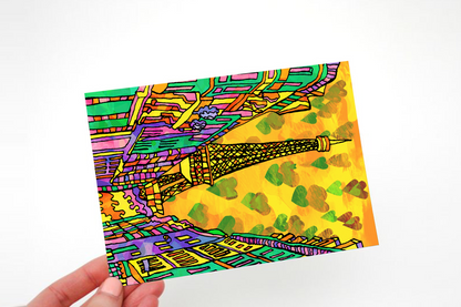 Paris Psychedelic Postcard of Eiffel Tower image 2