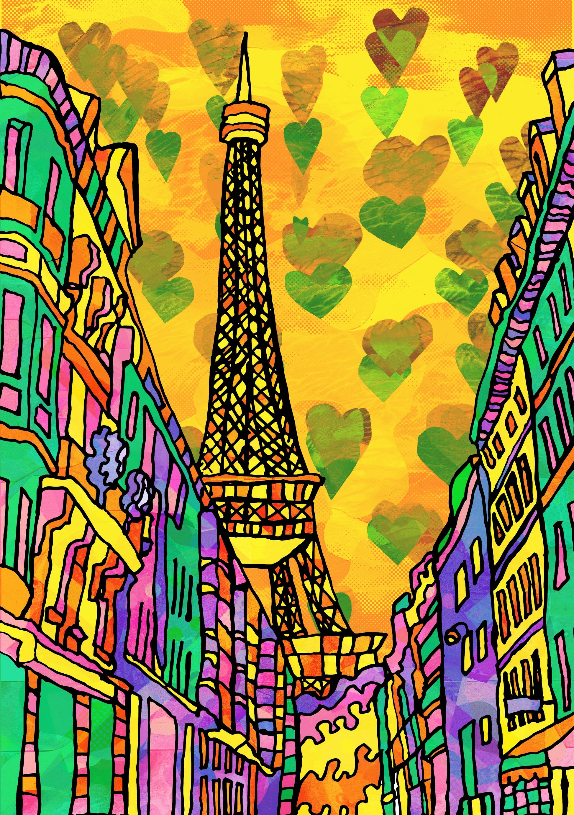 Paris Eiffel Tower Psychedelic Art Print image 2