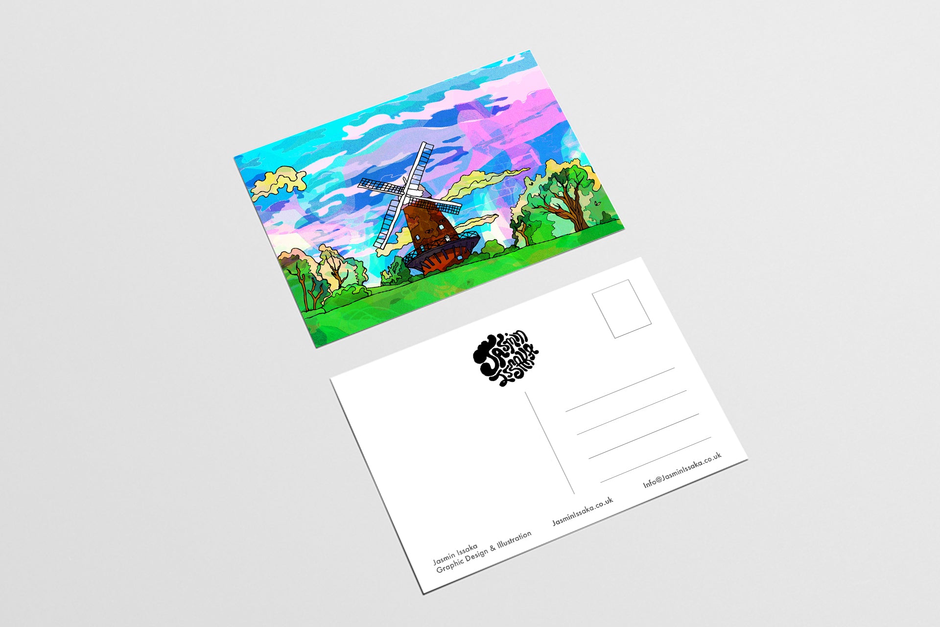 Sneinton Windmill Psychedelic Postcard image 2