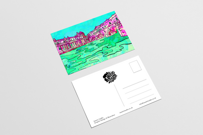 Bath Pulteney Bridge Psychedelic Postcard image 1