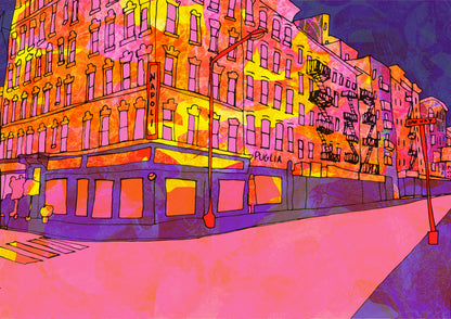 New York Little Italy Psychedelic Art Print image 1