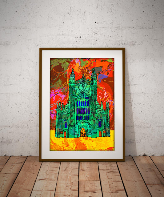 Bath Cathedral Psychedelic Art Print image 1