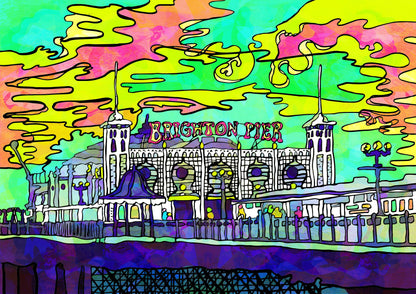 Brighton Palace Pier Psychedelic Art Print image 1