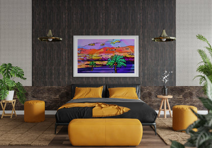Barcelona Beach Psychedelic Art Print image 1