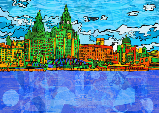 Liverpool Pier Head Psychedelic Art Print image 1