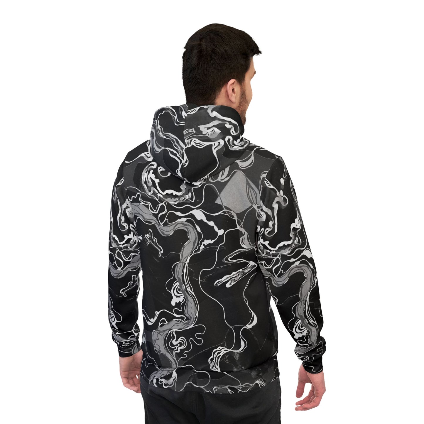 Black Marble Magic - UV Reactive Psychedelic Abstract Unisex Hoodie image 4