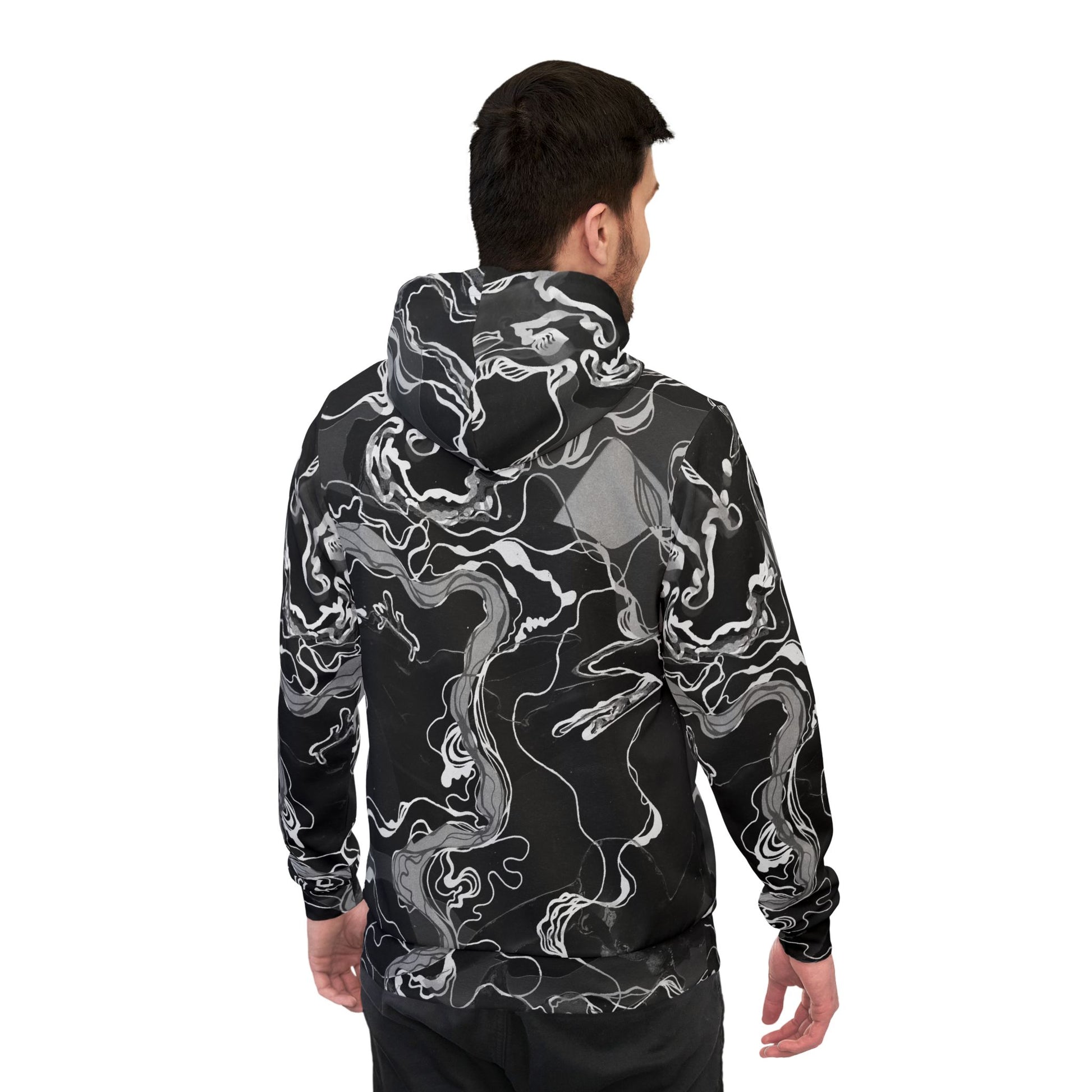Black Marble Magic - UV Reactive Psychedelic Abstract Unisex Hoodie image 4