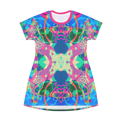 Blue Pink Vortex T-Shirt Dress Psychedelic Fashion & Everyday Wear image 3