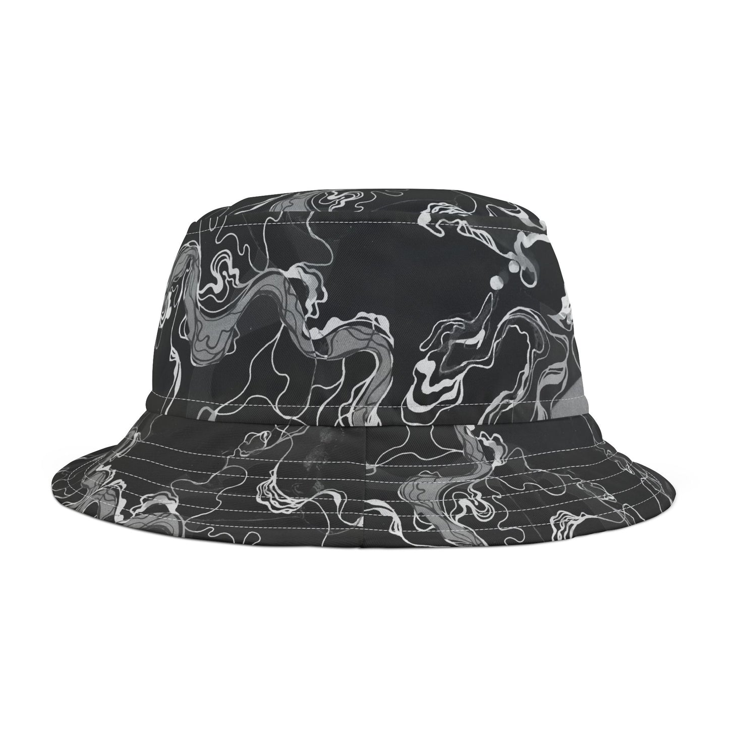 Psychedelic Black Magic Marble UV Reactive Bucket Hat image 2