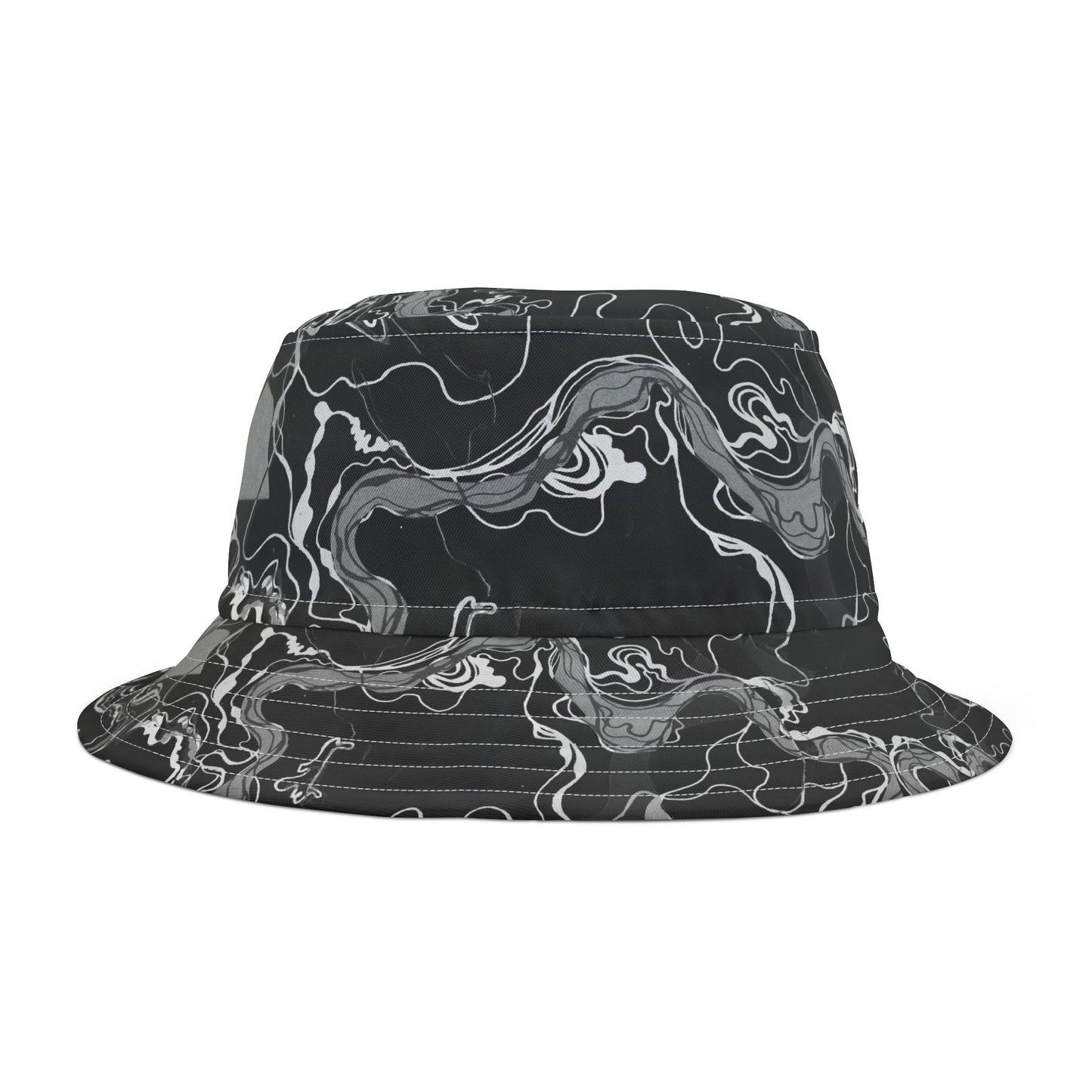 Psychedelic Black Magic Marble UV Reactive Bucket Hat image 3