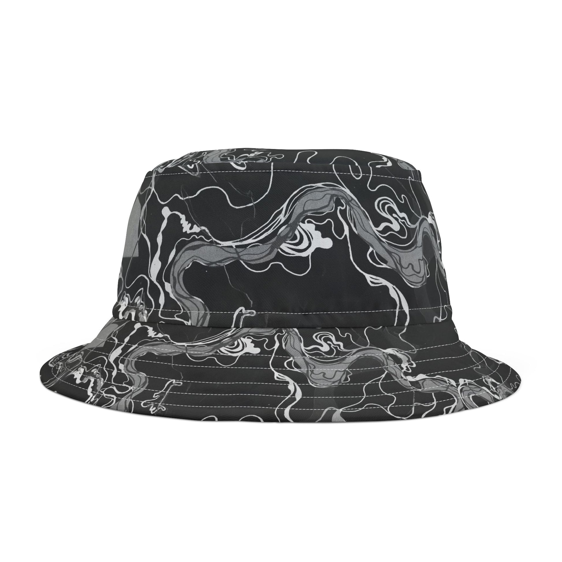 Psychedelic Black Magic Marble UV Reactive Bucket Hat image 3