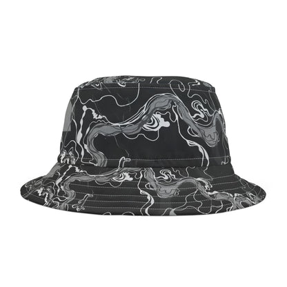Psychedelic Black Magic Marble UV Reactive Bucket Hat image 3