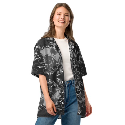 Black Marble Magic - Psychedelic Button-up Unisex Hawaiian Shirt  image 9