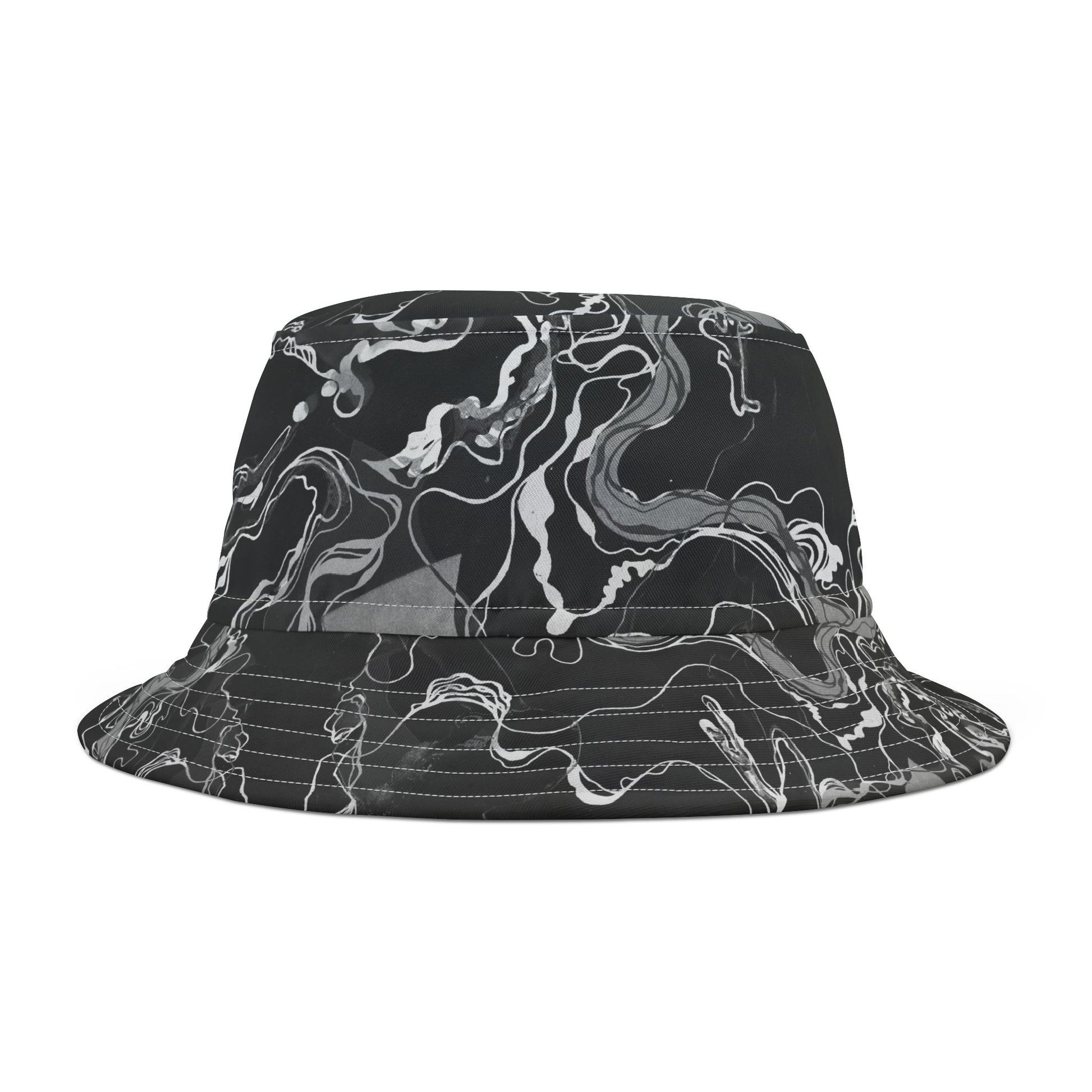 Psychedelic Black Magic Marble UV Reactive Bucket Hat image 5