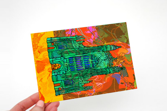 Bath Abbey Cathedral Psychedelic Postcard image 1