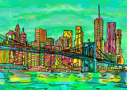 New York Brooklyn Bridge Psychedelic Art Print image 2