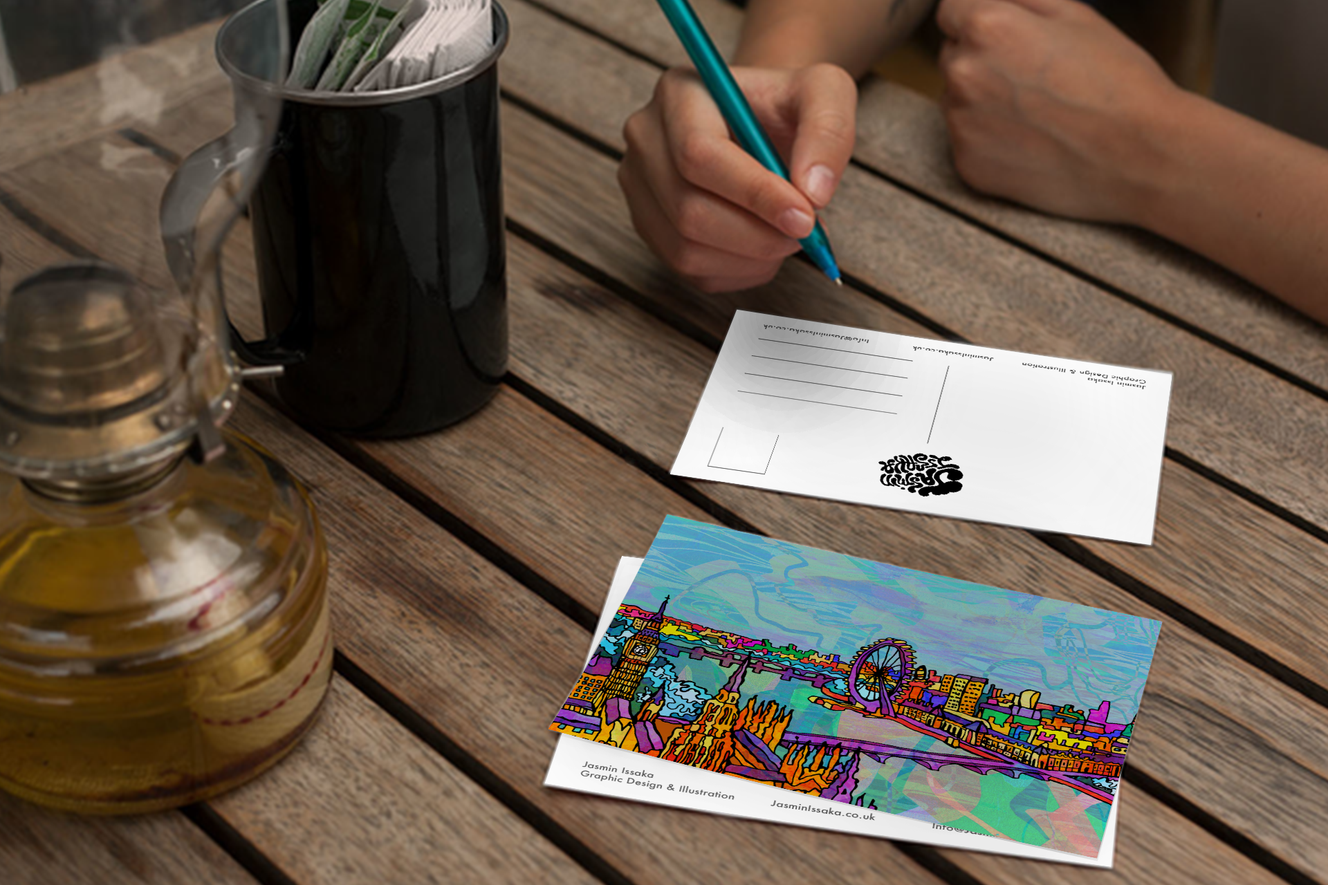 London Psychedelic Postcard of River Thames City Skyline image 3