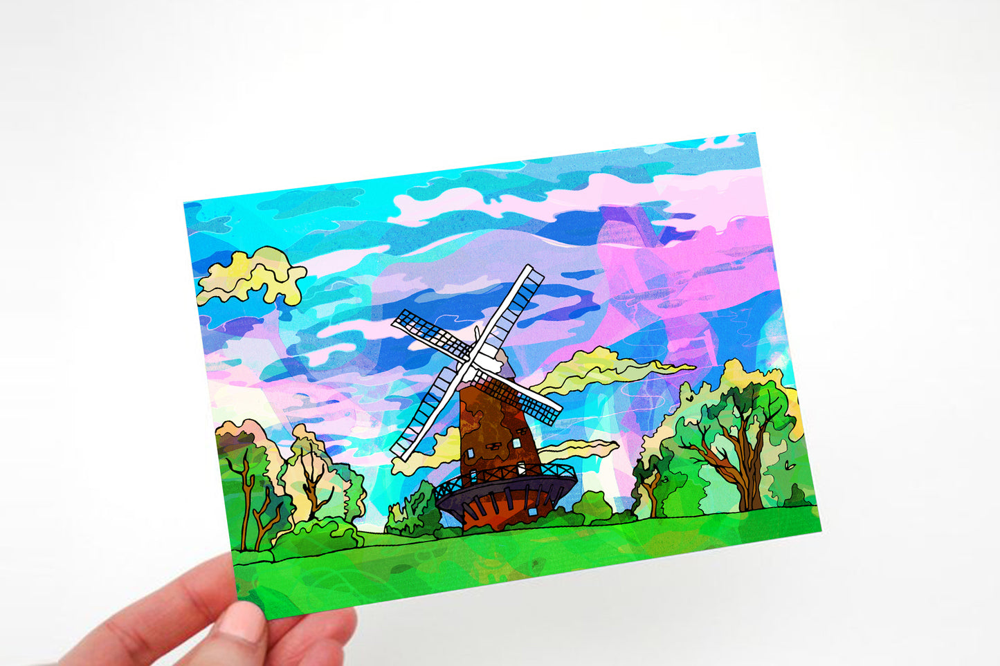 Sneinton Windmill Psychedelic Postcard image 1