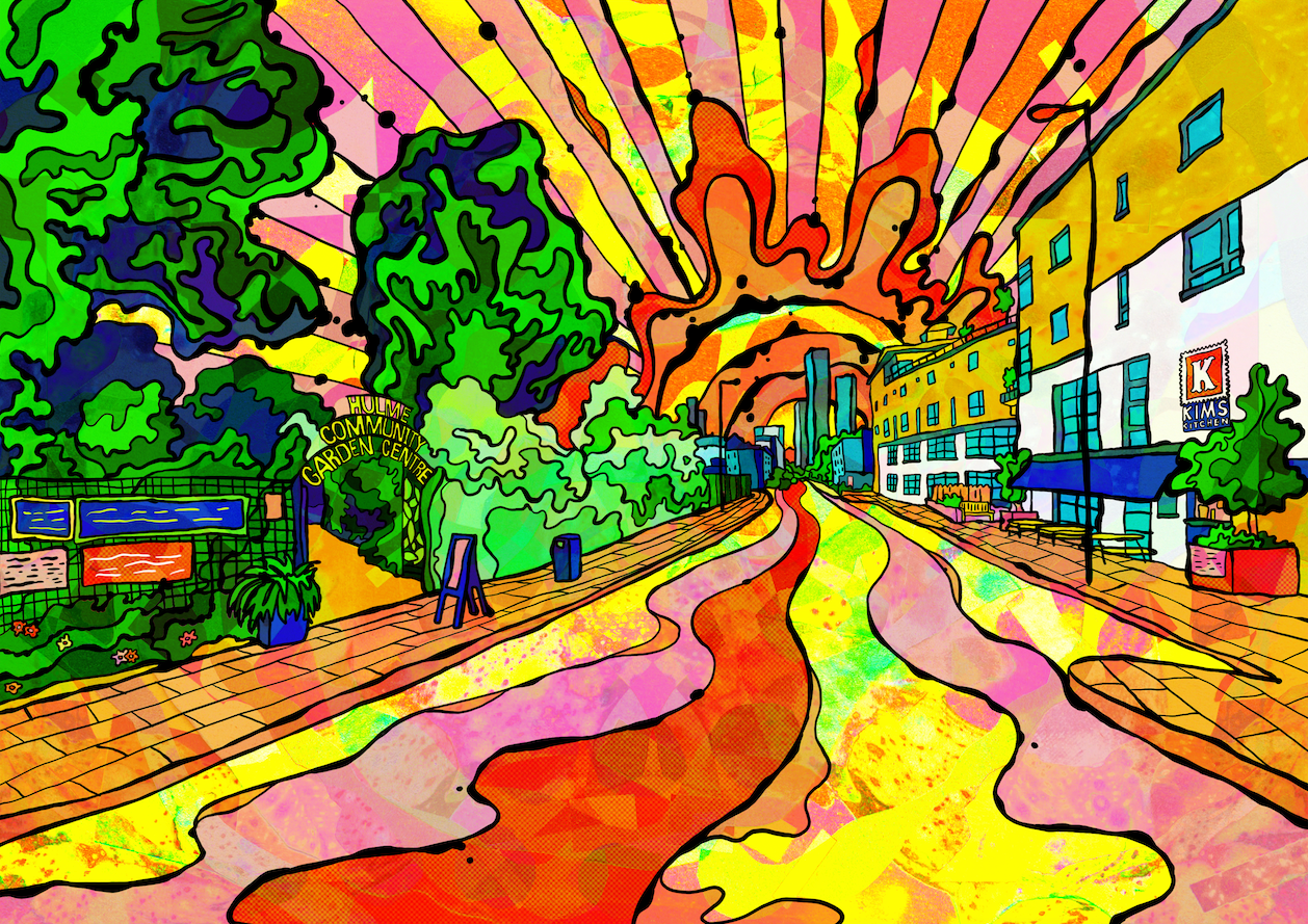 Hulme Sunset Psychedelic Art Print image 1