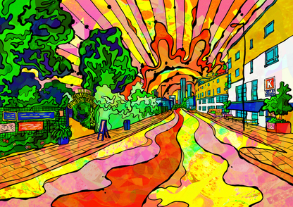Hulme Sunset Psychedelic Art Print image 1