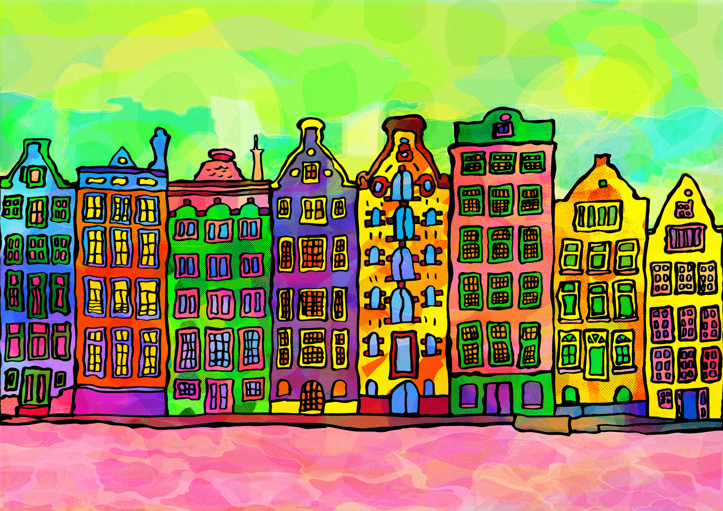 Amsterdam Canal Houses Psychedelic Art Print image 2