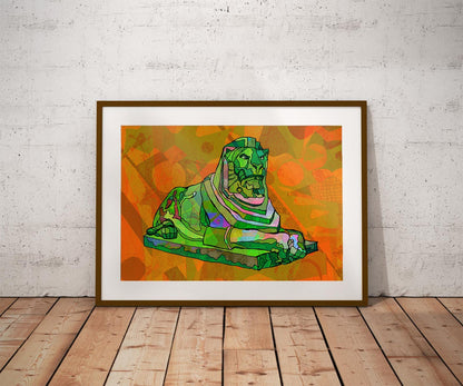 Nottingham Left Lion Statue Psychedelic Art Print image 0