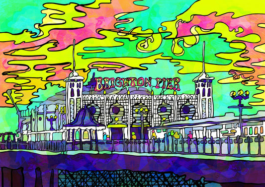 Brighton Palace Pier Psychedelic Art Print image 0