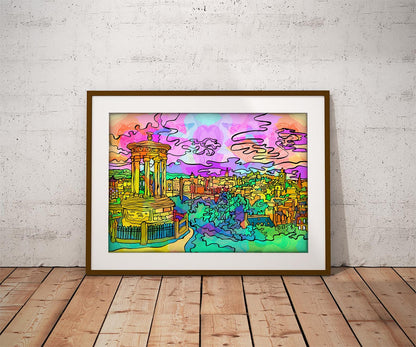 Edinburgh Calton Hill Psychedelic Art Print image 0