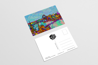 London Psychedelic Postcard of River Thames City Skyline image 1