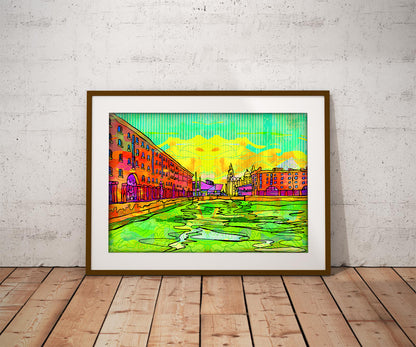 Liverpool Albert Dock Psychedelic Art Print image 0