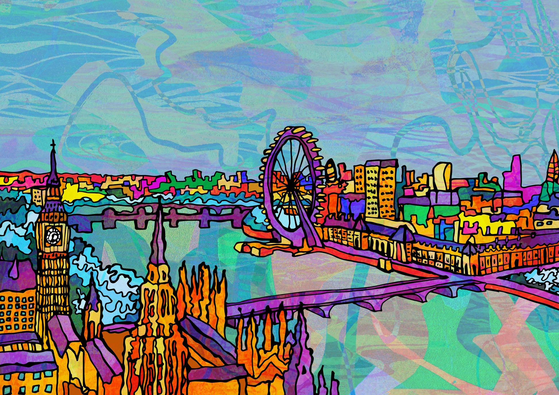 London Thames River Skyline Art Print image 2