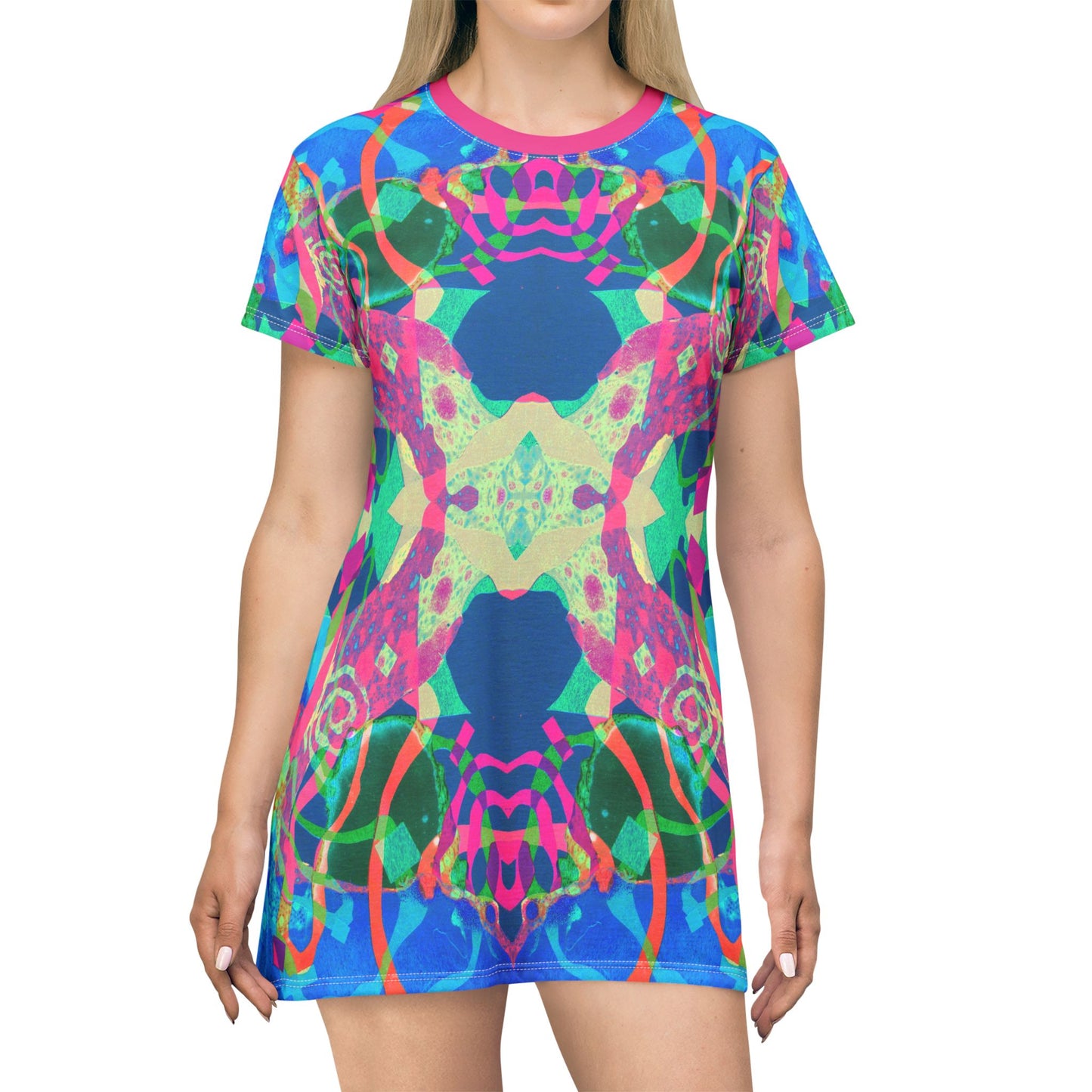 Blue Pink Vortex T-Shirt Dress Psychedelic Fashion & Everyday Wear image 5