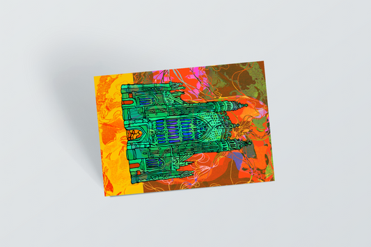 Bath Abbey Cathedral Psychedelic Postcard image 0