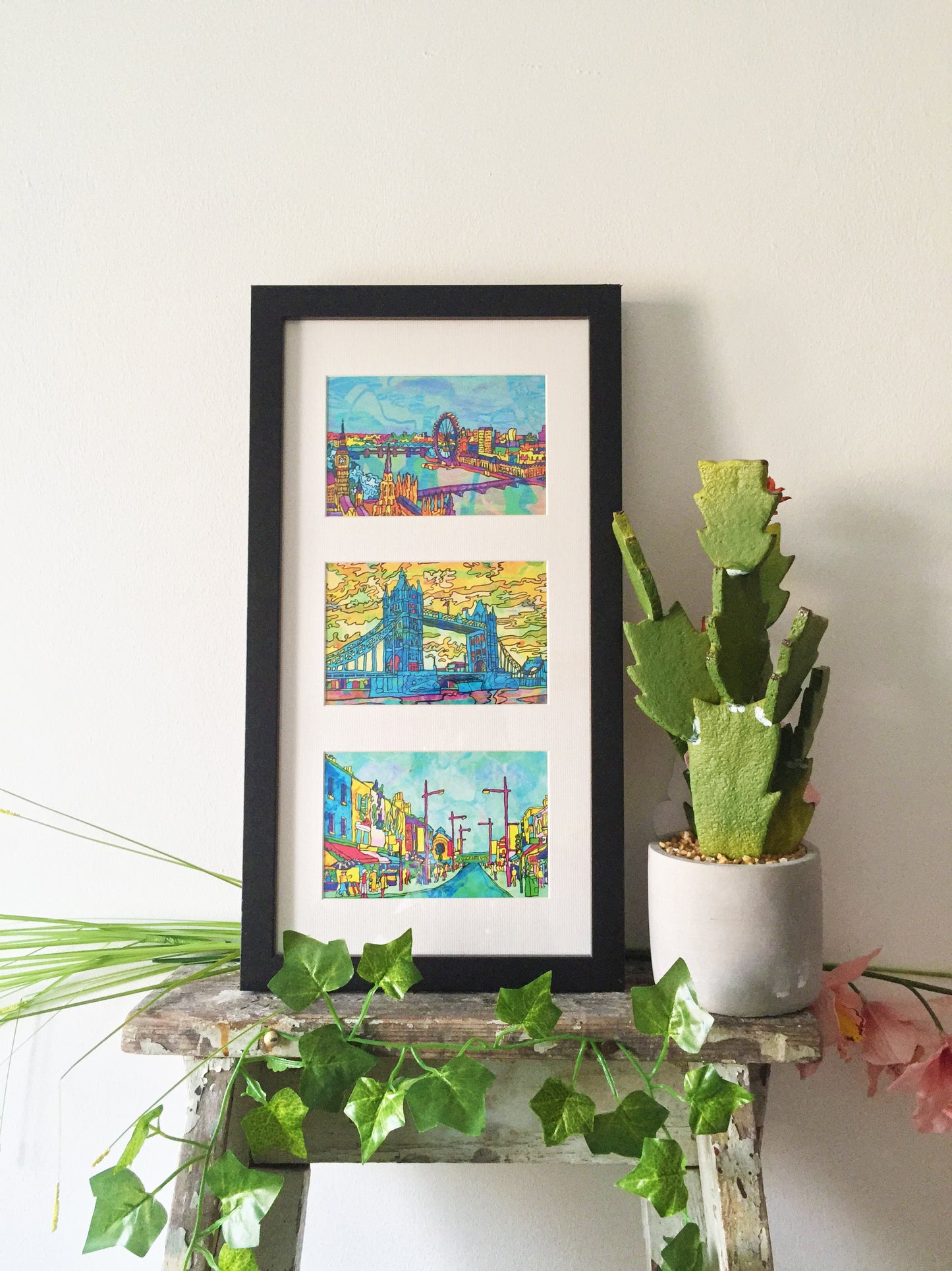 London Psychedelic Postcard of River Thames City Skyline image 4