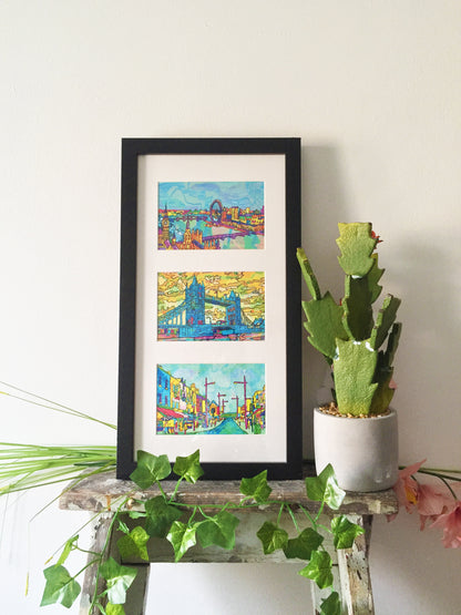 London Psychedelic Postcard of River Thames City Skyline image 4