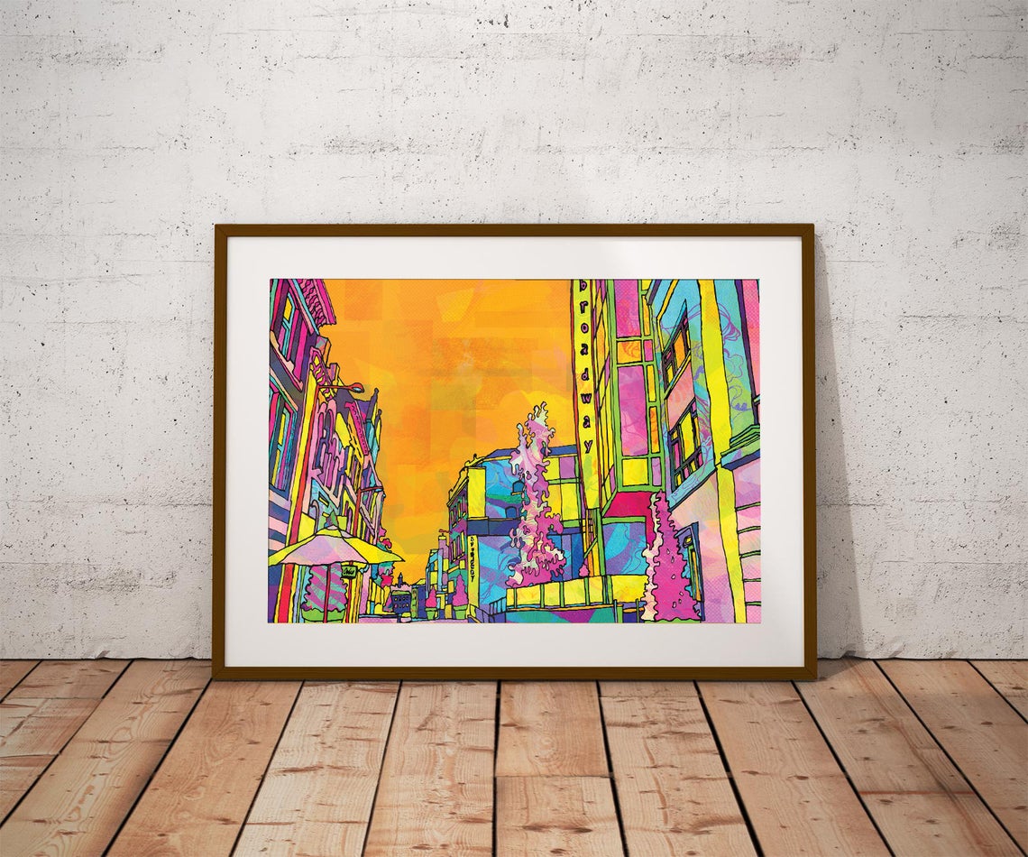 Hockley Street Psychedelic City Scene Art Print image 0