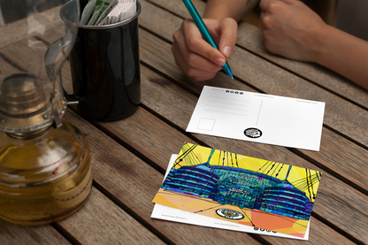 Etihad Football Stadium Psychedelic Postcard image 1