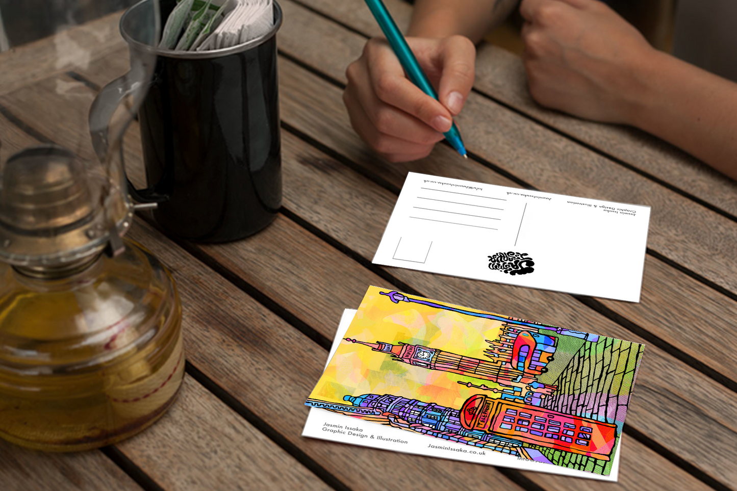 London Psychedelic Postcard of Big Ben Tower Clock image 3