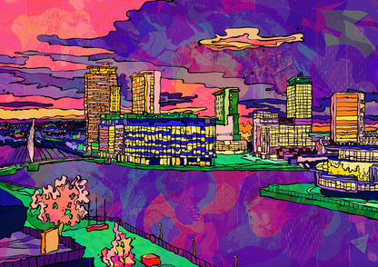 Salford Quays Media City Psychedelic Postcard image 4