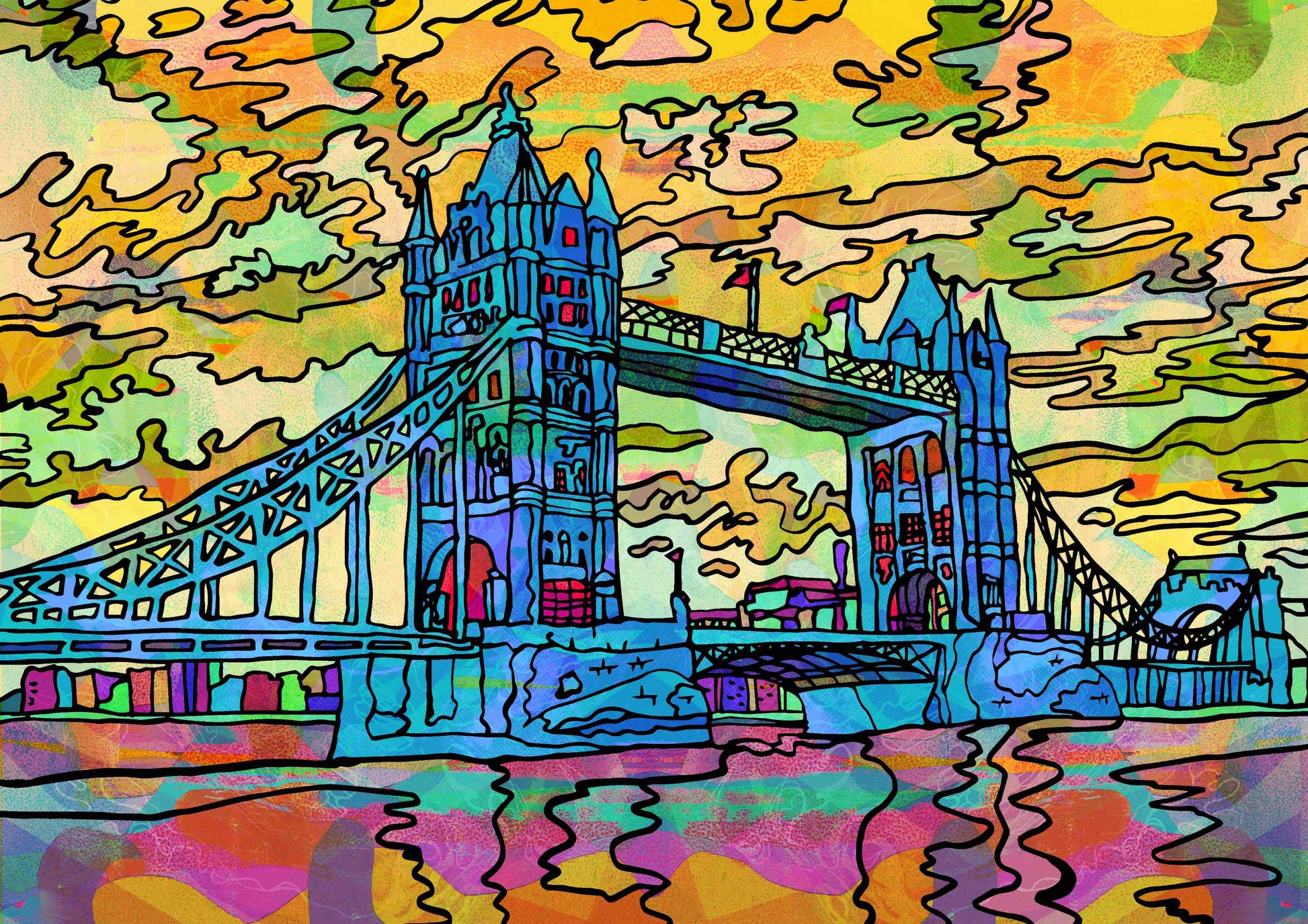 London Tower Bridge Psychedelic Art Print image 2